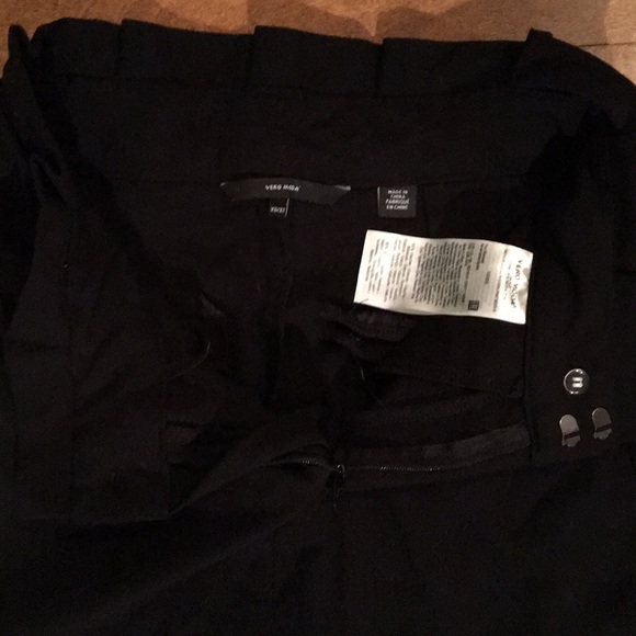 High waist belted paperbag black pant - Picture 3 of 4